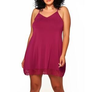 Plus Size Lingerie Chemise - Raspberry - Spandex, Viscose SIZE 1X